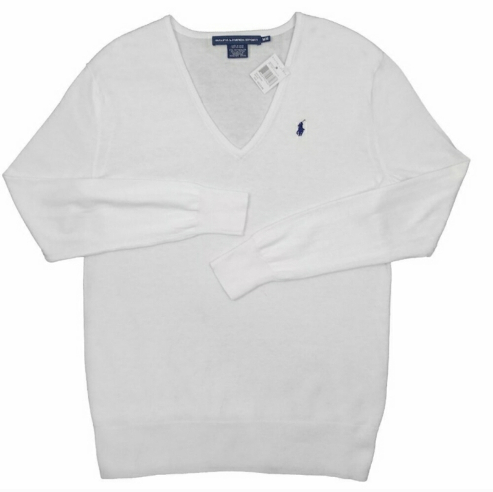 NWT Ralph Lauren Sport V-neck Sweater -   White